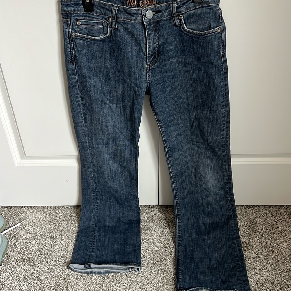 Dark blue low rise jeans